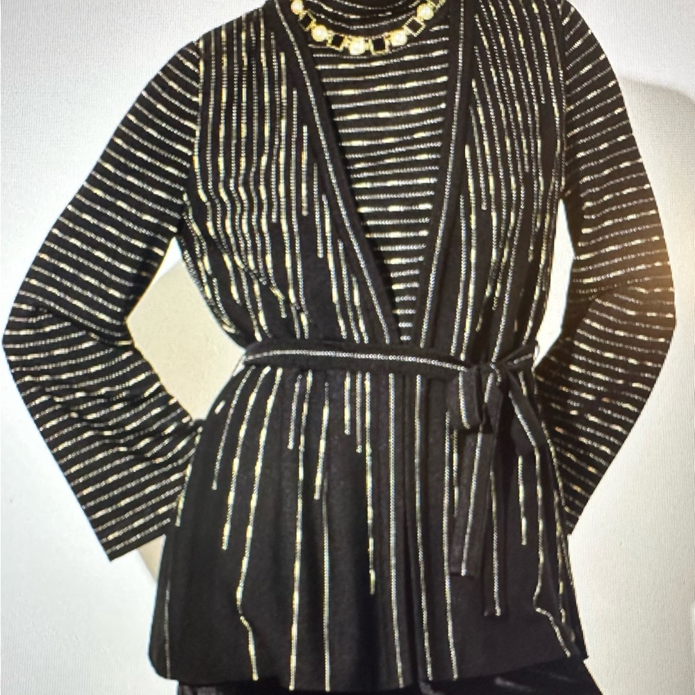 Plus, size belt, jacket, shimmer soft knit.
